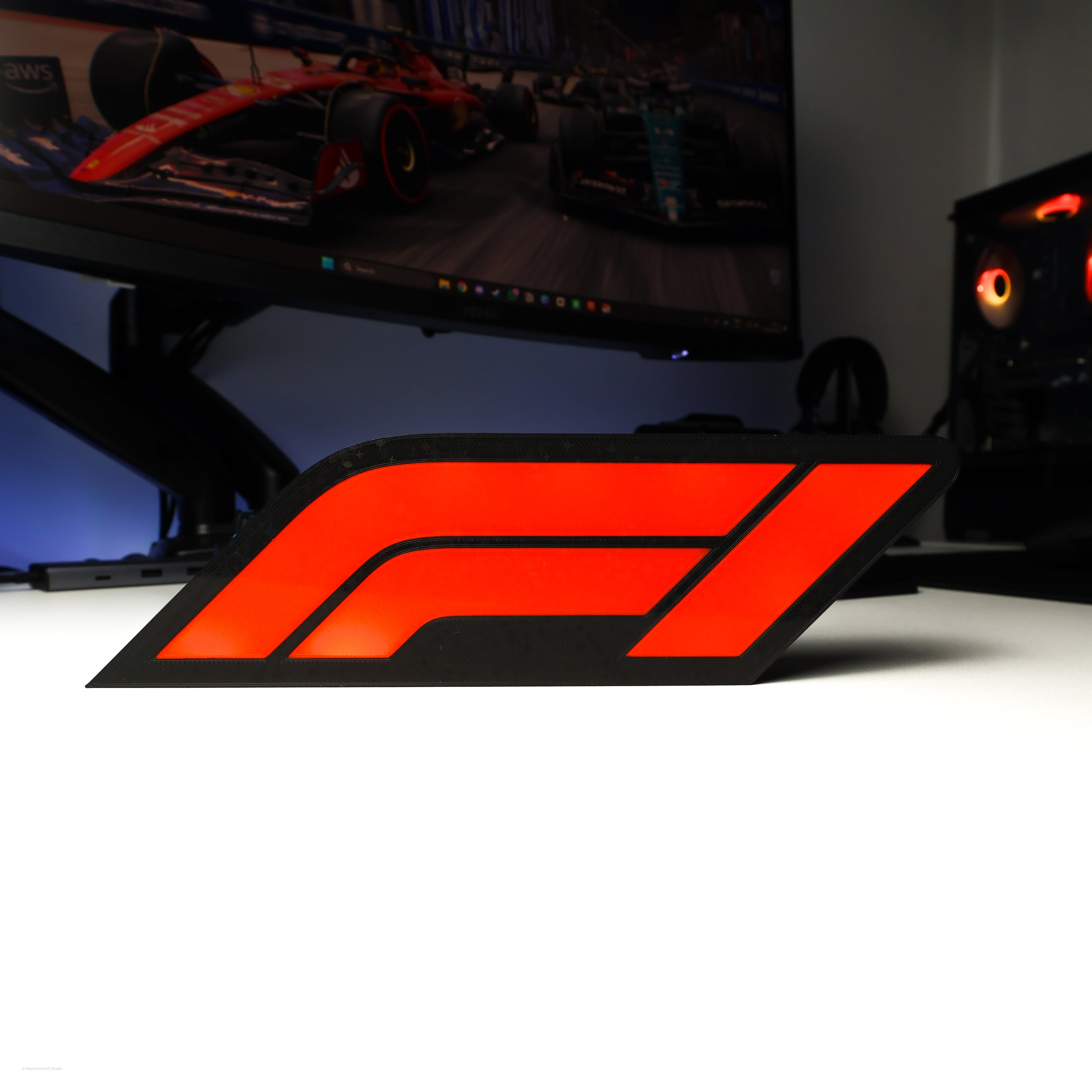 Caixa de luz Fórmula 1 com iluminação LED – Decoração para fãs de desporto motorizado