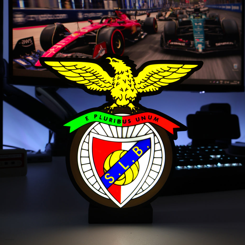 SL Benfica Águia LED Lightbox – Decoração Premium de Secretária e Casa com o Brasão do Clube