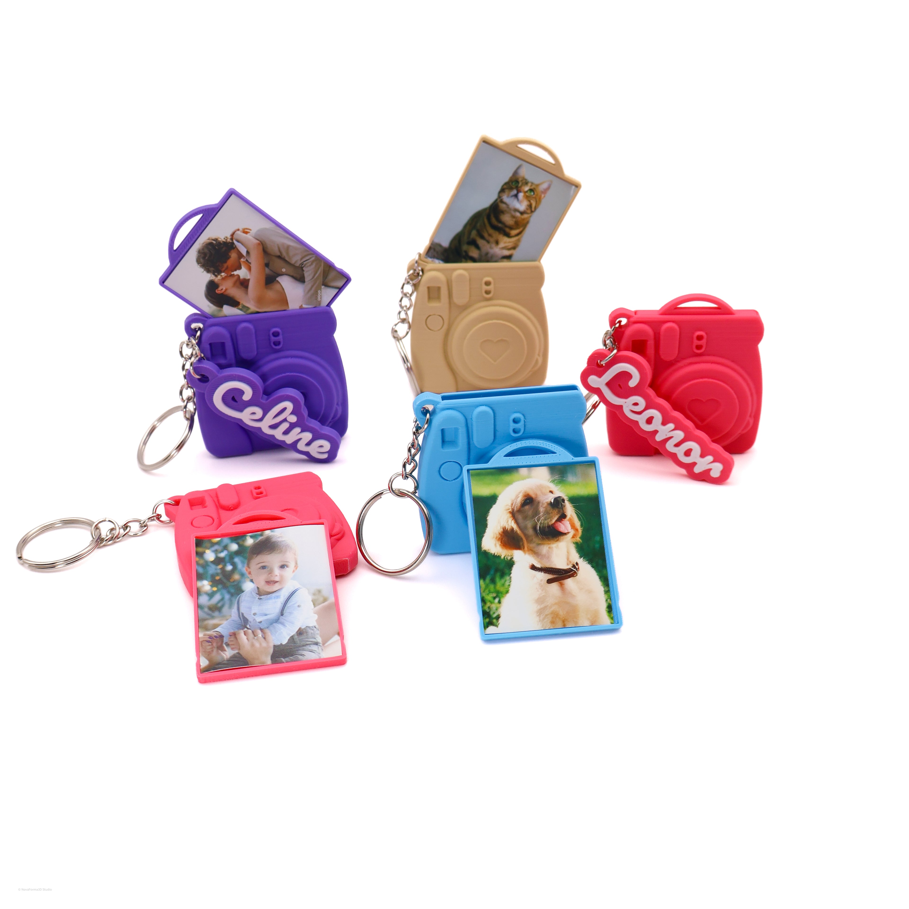 Porta-chaves Personalizado com Foto de Câmara com Família, Crianças ou Animal de Estimação