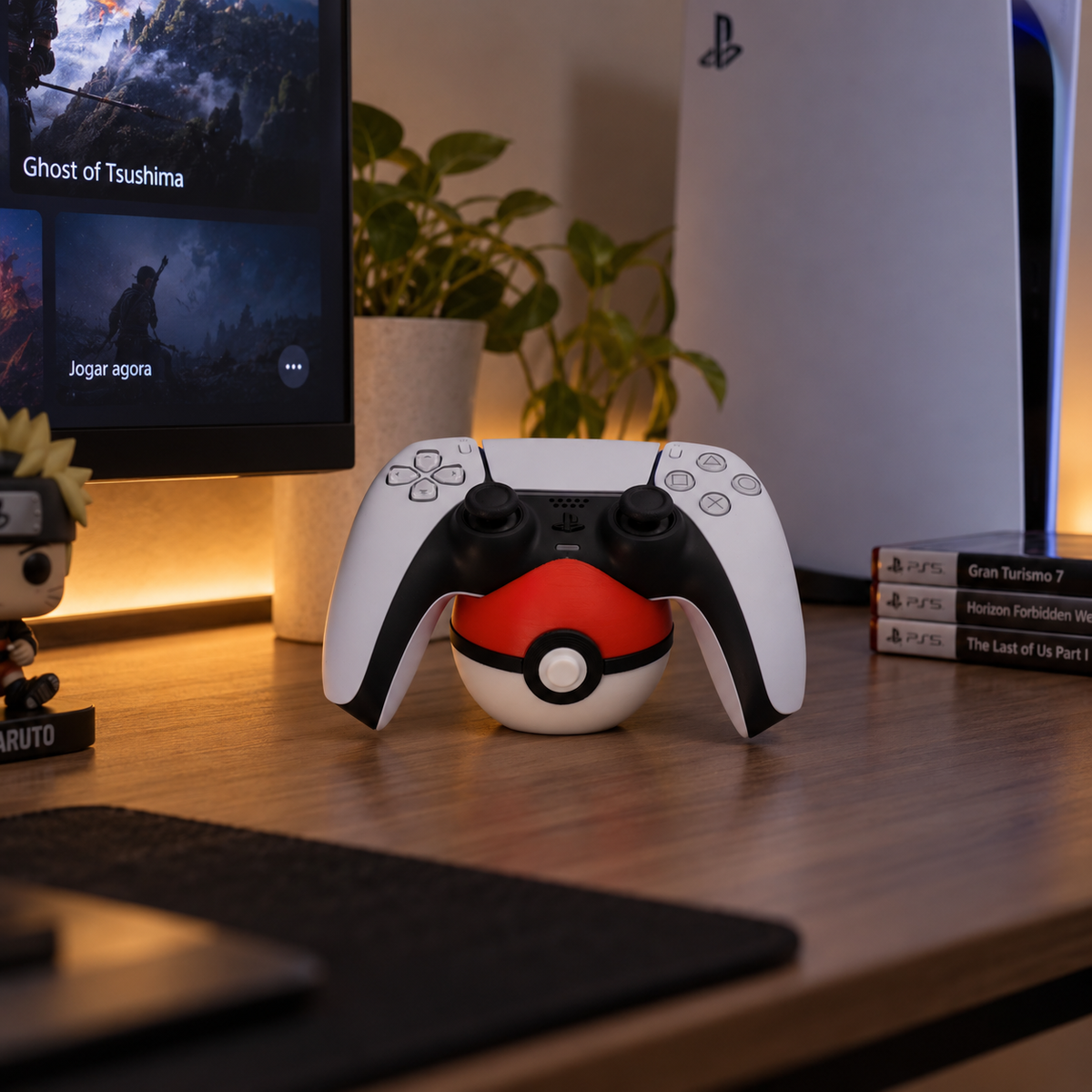 Poké Ball Inspired PS5 Controller Stand | 3D Printed DualSense Holder